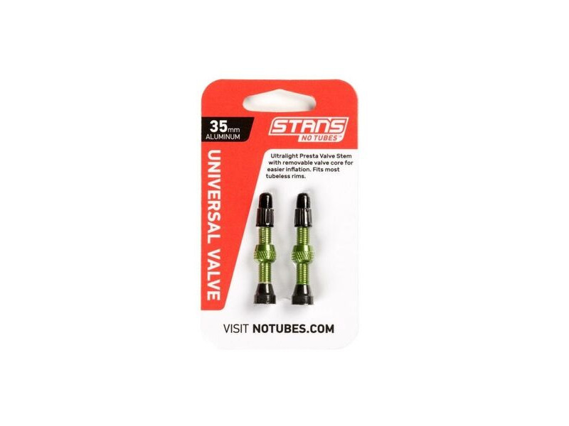 Stan's No Tubes Valve Stem Pair Uni Al Presta 35mm Green click to zoom image