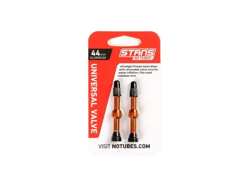 Stan's No Tubes Valve Stem Pair Uni Al Presta 44mm Orange click to zoom image