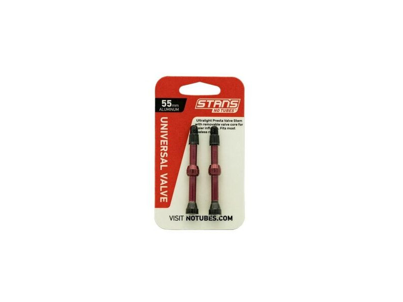 Stan's No Tubes Valve Stem Pair Uni Al Presta 55mm Red click to zoom image