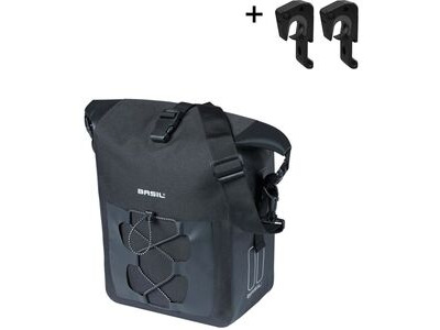 Basil Navigator Storm Medium, single pannier bag,MIK Hooks, 12-15L, black