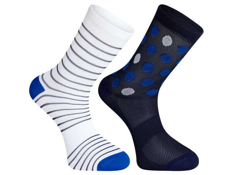 MADISON Sportive mid sock twin pack - blue spot and white stripe click to zoom image