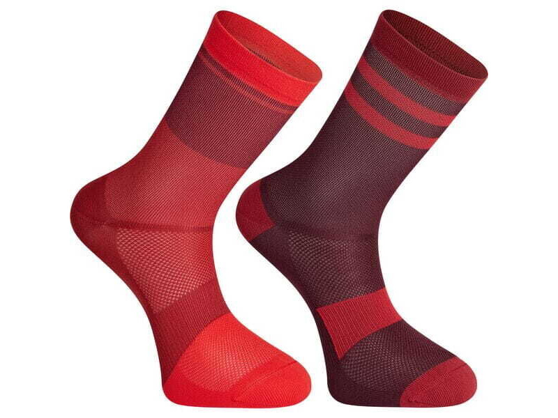MADISON Sportive mid sock twin pack - chilli red and burgundy click to zoom image